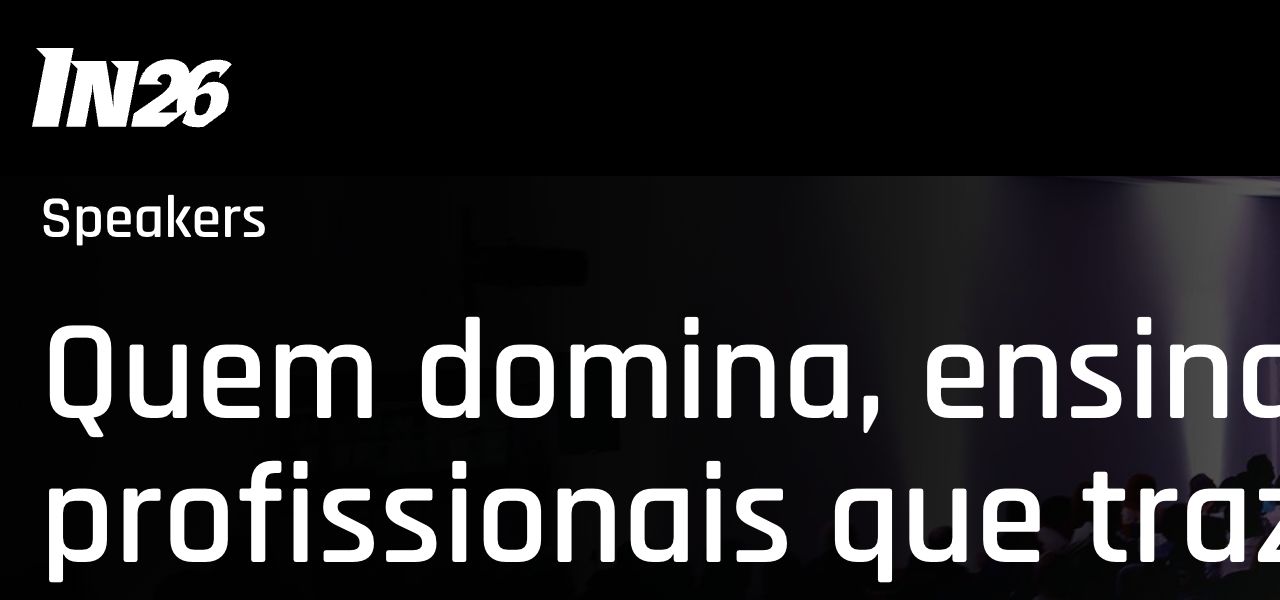 Página de speakers do evento IN26