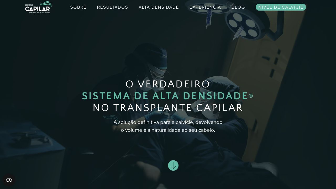 Página inicial do site do Grupo Capilar Brasil