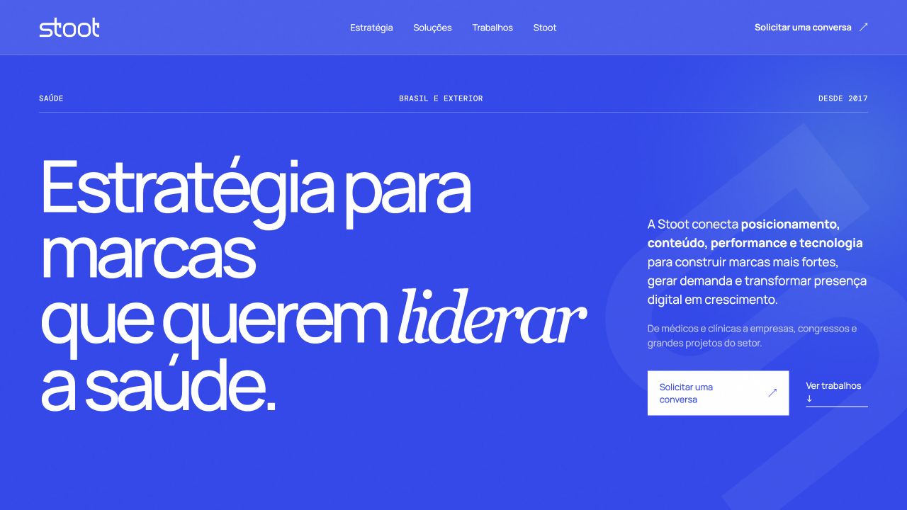 Página inicial do site da Stoot