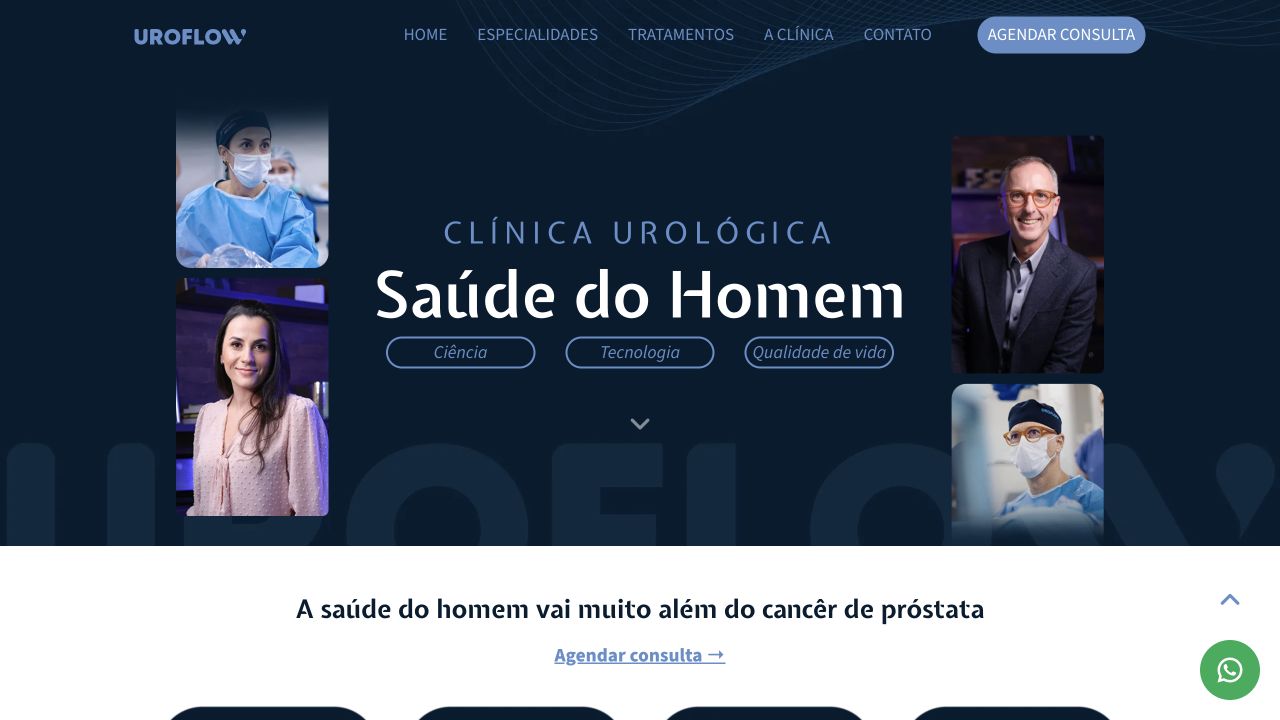 Página inicial do site da Clínica Uroflow